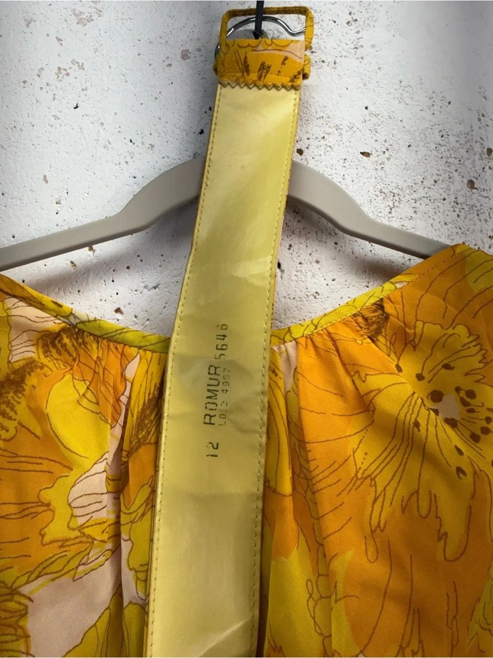Vintage 50s 60s Sleeveless Yellow Floral Belted Dress with Scarf